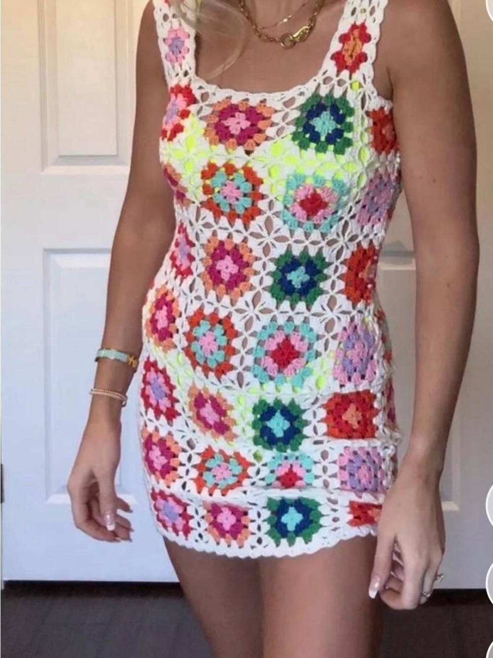 Pink and Black Sleeveless Sheath Mini Dress
